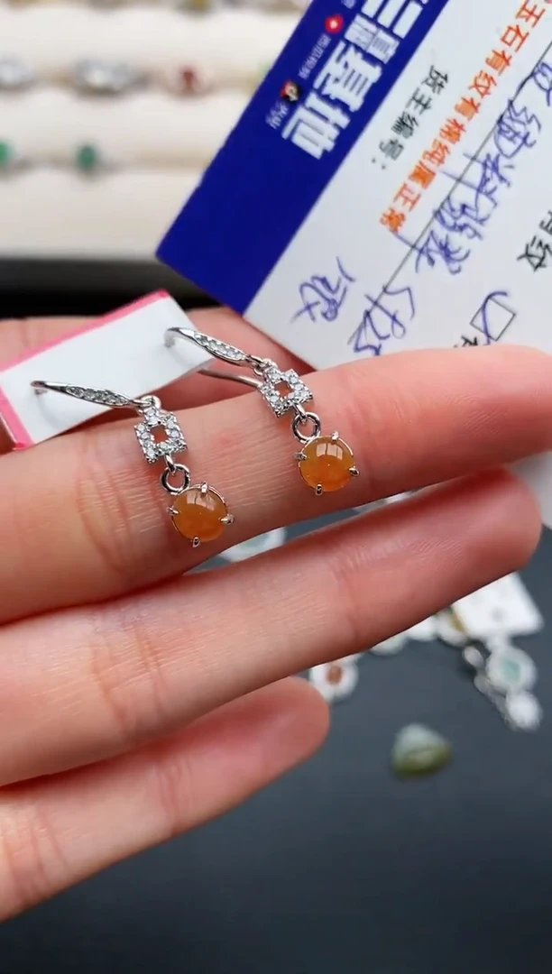 银S925镶嵌戒指翡翠天然缅甸A货翡翠22  6-