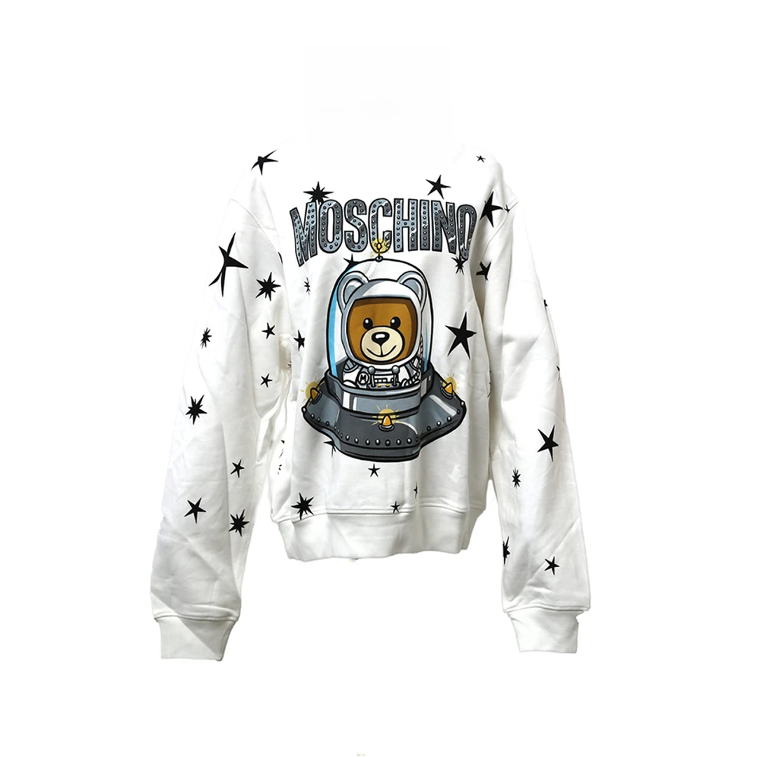 全新未使用 MOSCHINO 休闲星星太空熊圆领卫衣 白色白色TP019008
