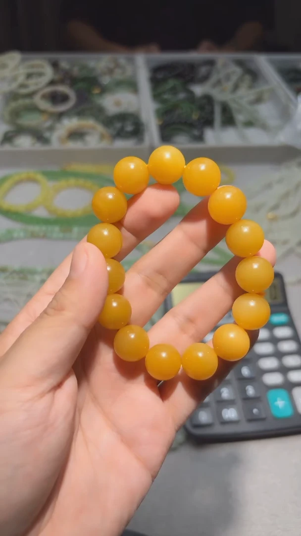 未镶嵌手串和田玉新疆黄糖手串卡14