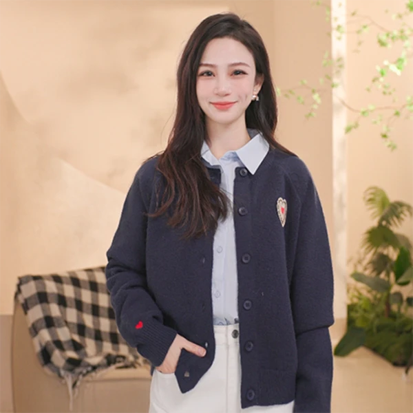 【夕雾之幽】茵曼春季时尚保暖百搭开衫毛衣慵懒百搭休闲绣花针织衫