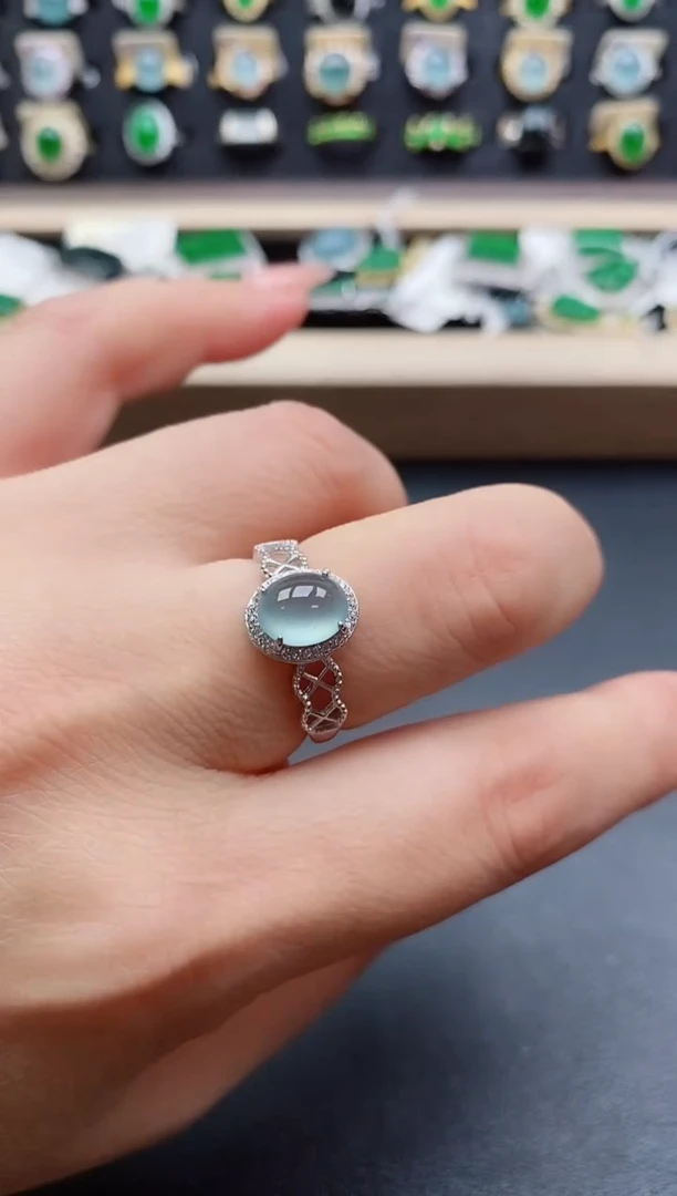 银S925镶嵌戒指翡翠1