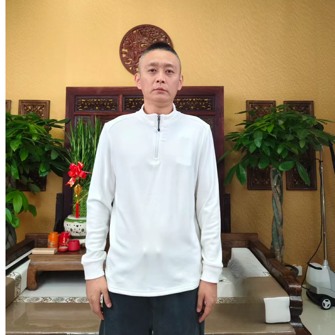 长袖立领圆领运动拉链春秋T恤时尚男款修身秋季纯色
