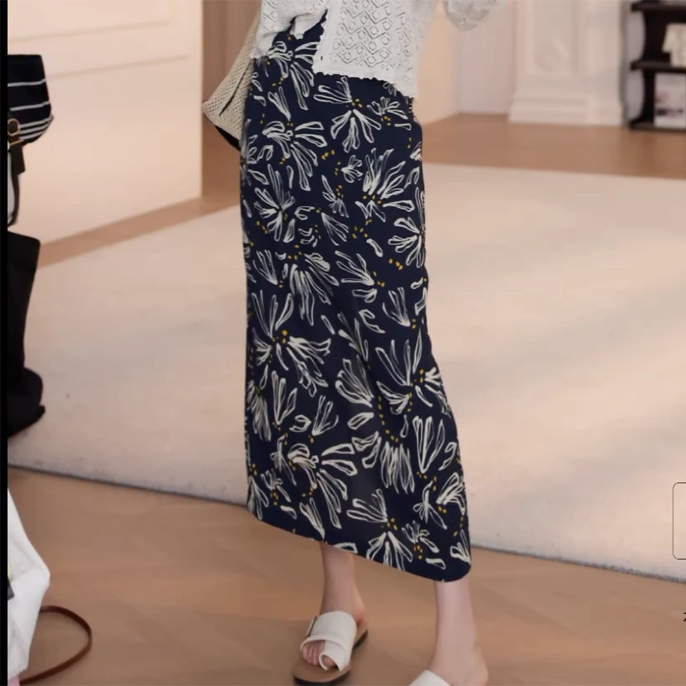 2025夏季显高显瘦大花松紧腰显瘦百搭时尚半身裙小众韩版