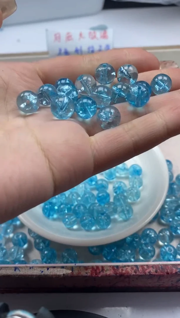 【闪购商品】水晶颈饰未镶嵌w221蓝托帕10mm*20颗