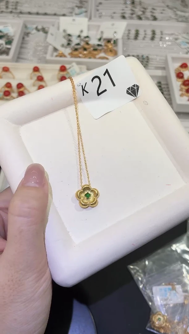 颈饰银S925镶嵌翡翠多样性发一K21