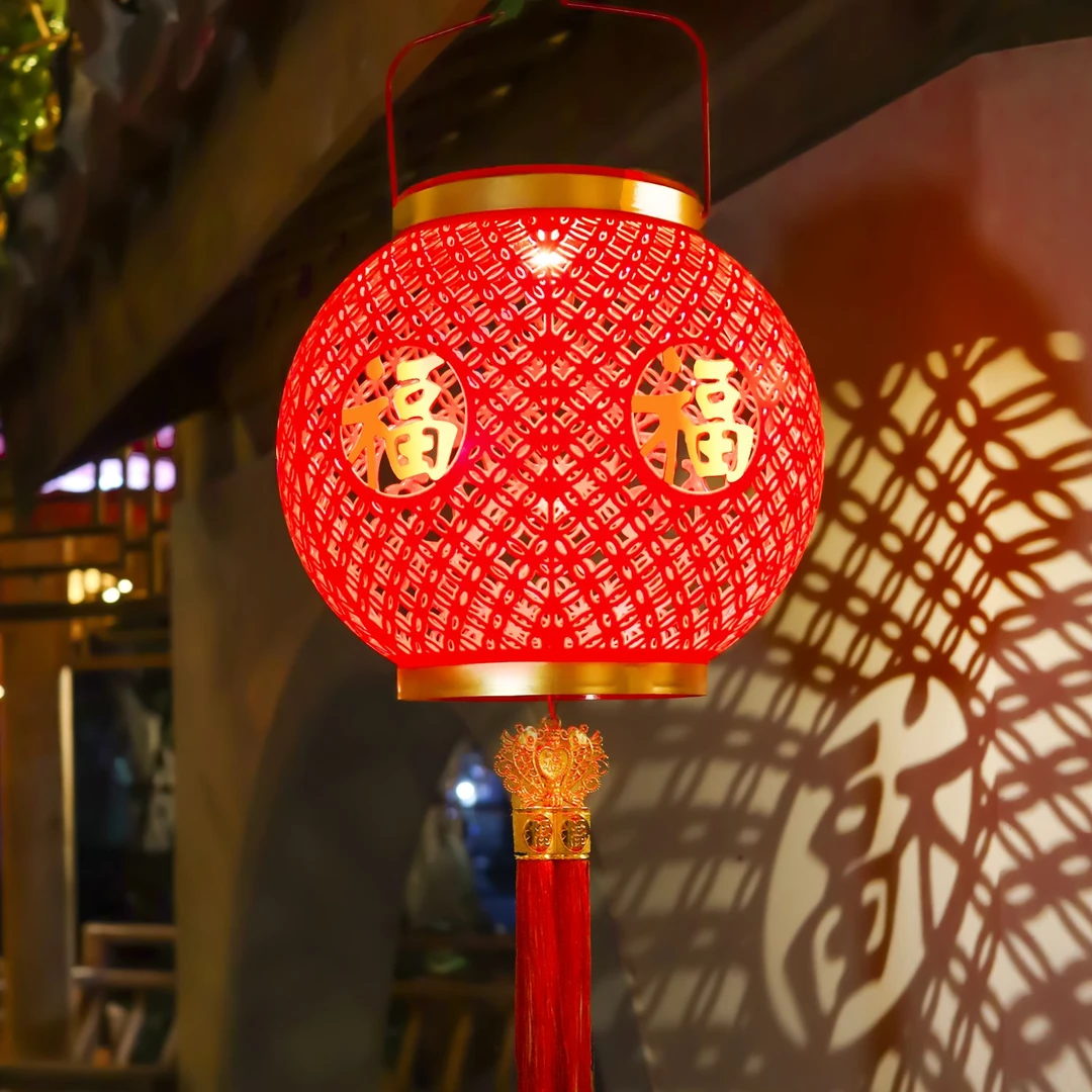 【4米层高大门用】投影120平太阳能插电两用灯笼新年春节红灯笼庭院