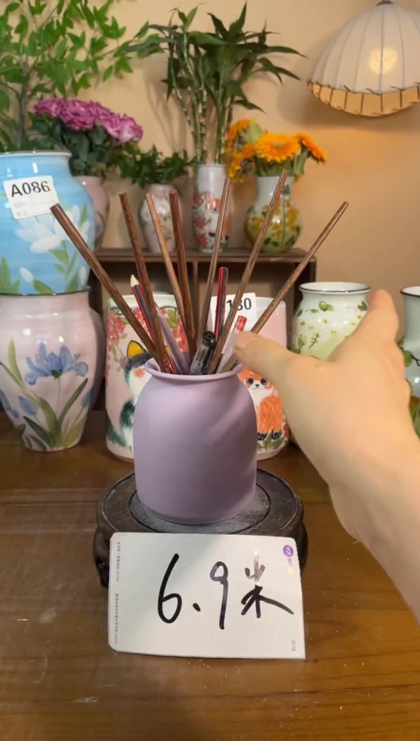 景德镇陶瓷手绘花瓶  无孔