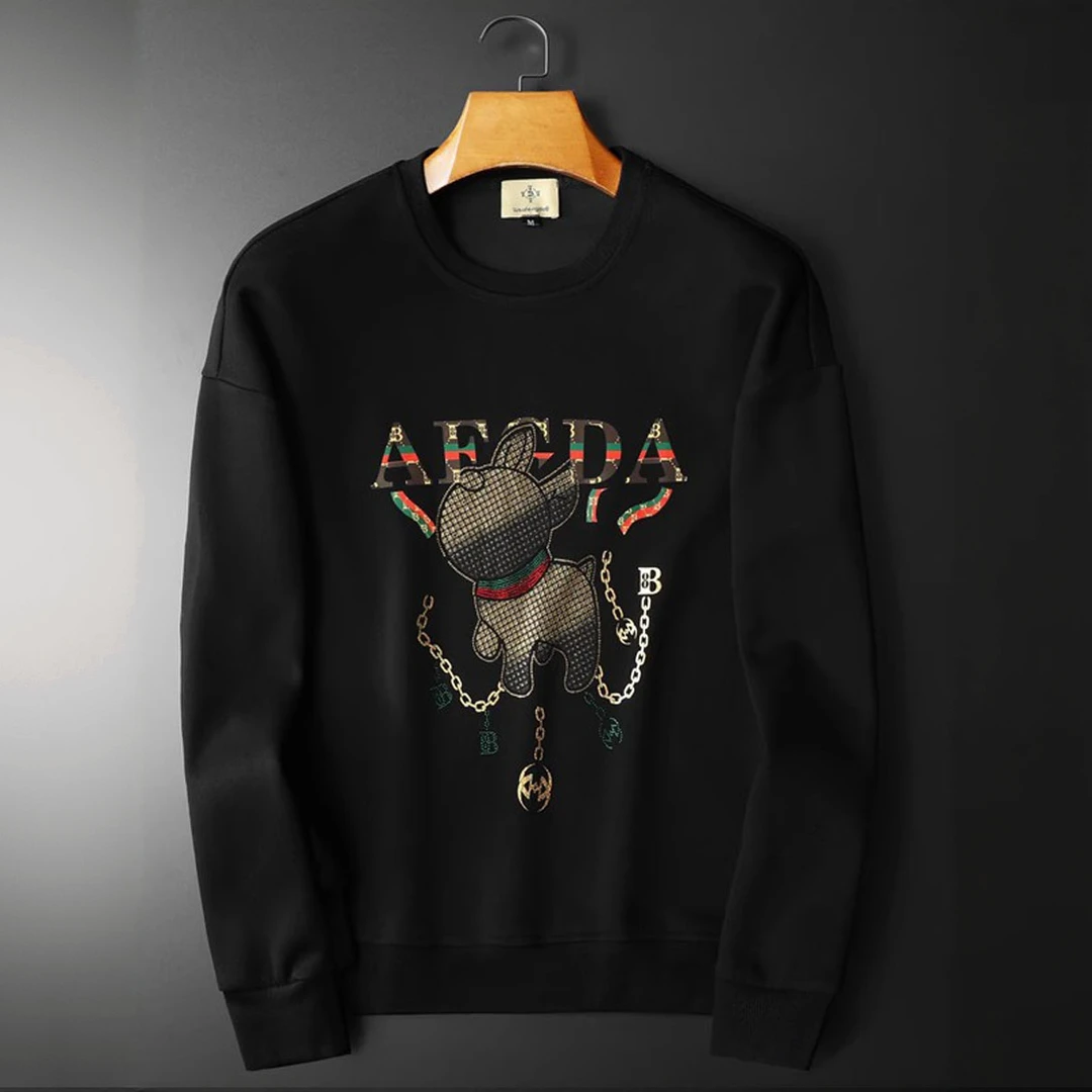 巴韦那奇潮牌套头卫衣男高端纯棉印花休闲打底衫圆领修身大码T恤t