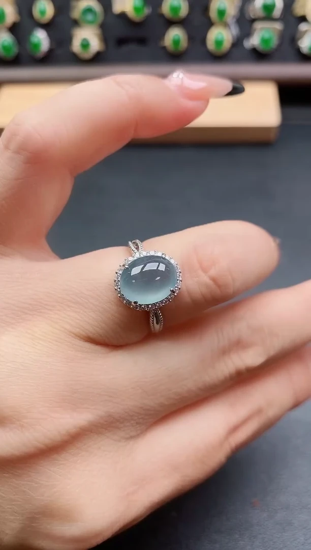银S925镶嵌戒指翡翠1