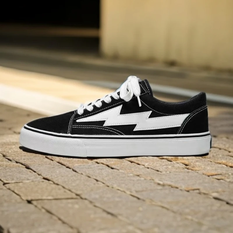 新款闪电复仇风暴ins板鞋EENGEXSTOMFLAF潮蓝侣款美版帆布鞋时尚