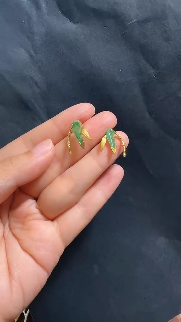 银S925镶嵌翡翠耳饰耳饰