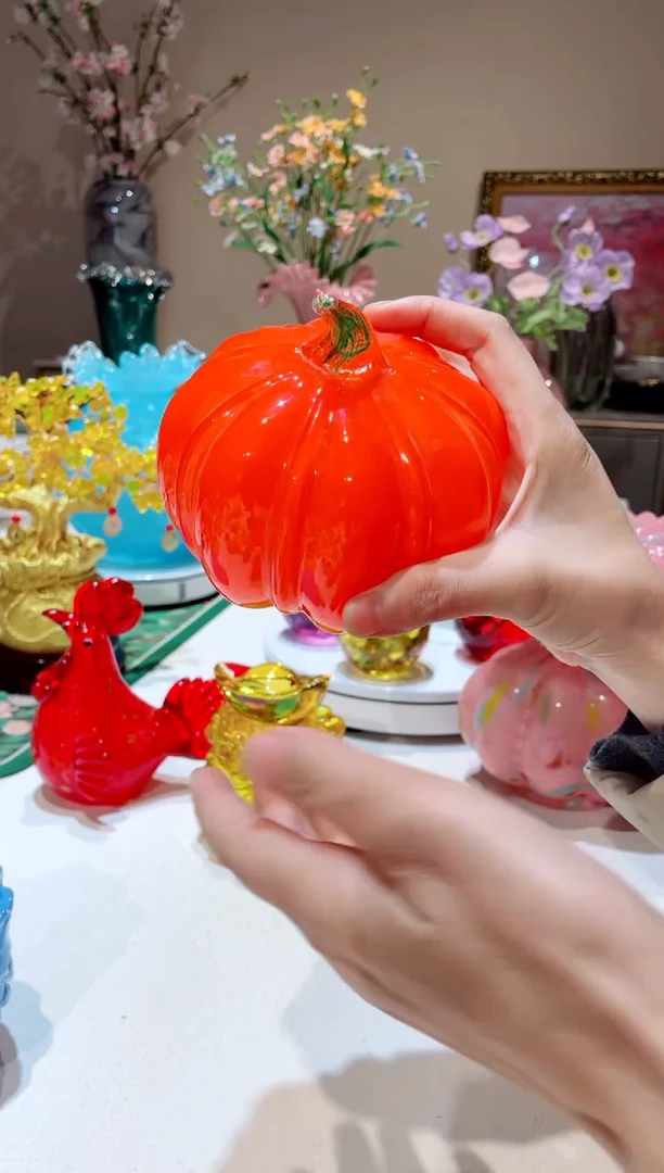 【闪购商品】琉璃手工艺品橙红南瓜  微瑕