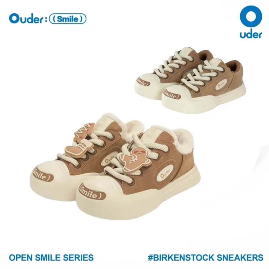 OUDER【爆款限量返场】加绒防滑保暖姜饼人潮流百搭开口笑帆布鞋