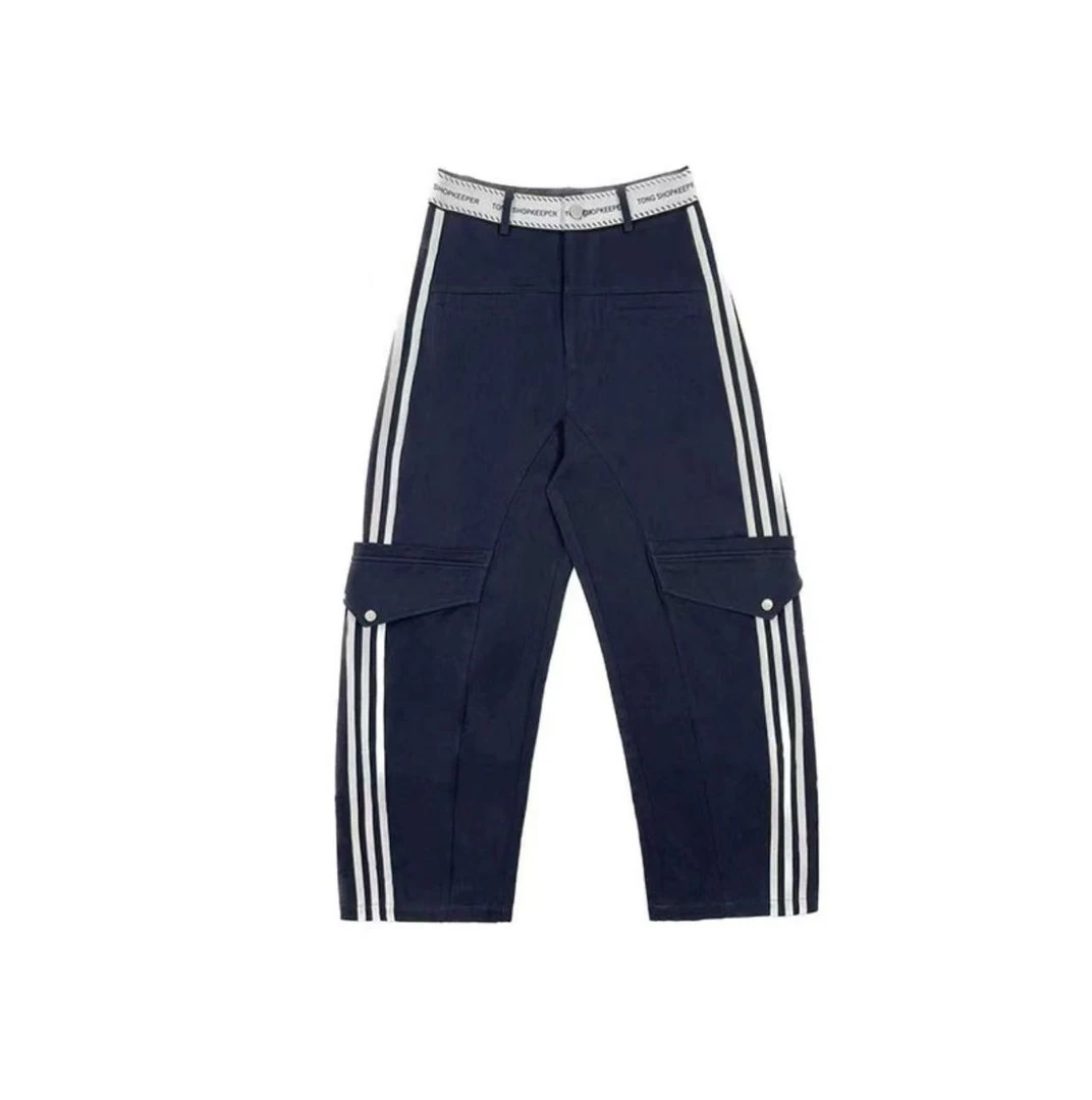 8907美式复古设计感休闲时尚镰刀裤百搭牛仔裤