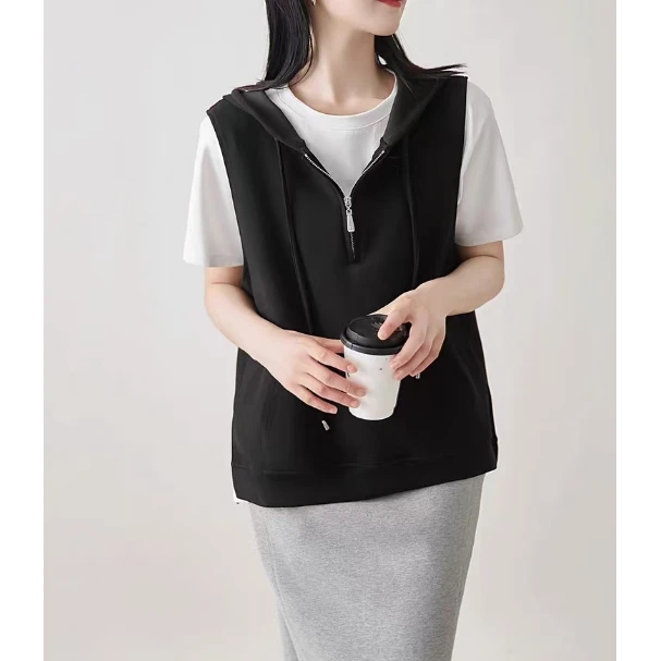 X'JIE-休闲宽松半拉链马甲080号2988