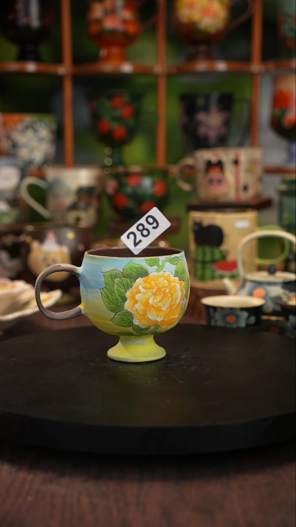 紫砂杯五彩手绘瓷陶