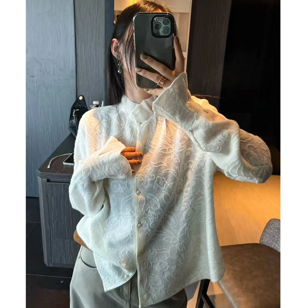 大码女装气质高级洋气长袖打底衫胖mm新中式蕾丝半高领开叉上衣潮