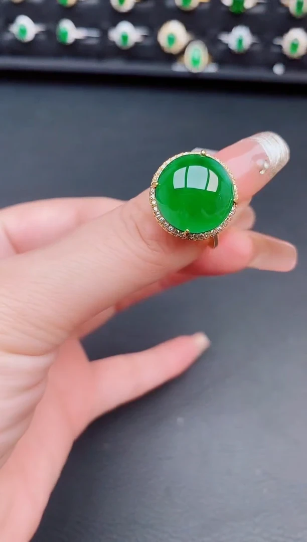 翡翠戒指银S925镶嵌天然a货翡翠26