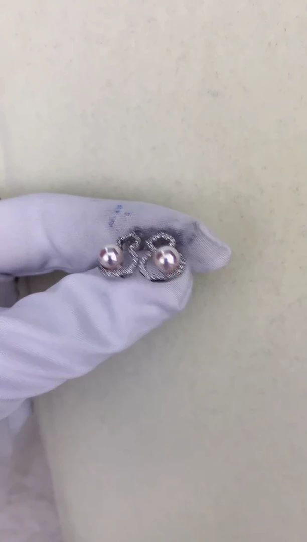 银S925镶嵌DA海水珍珠 GD155 耳钉