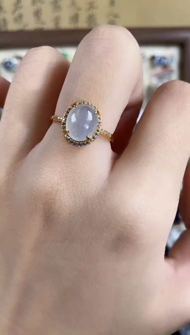 银S925镶嵌戒指翡翠 天然A货翡翠10