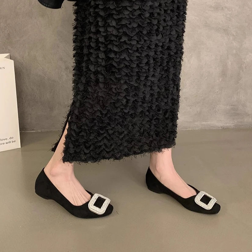 法式气质水钻高级感单鞋女2025春秋新款高跟鞋粗跟方头通勤晚晚鞋