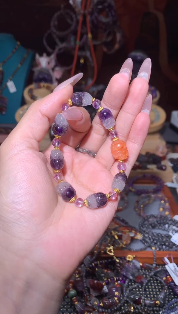 未镶嵌颈饰水晶紫极光貔貅阵手串