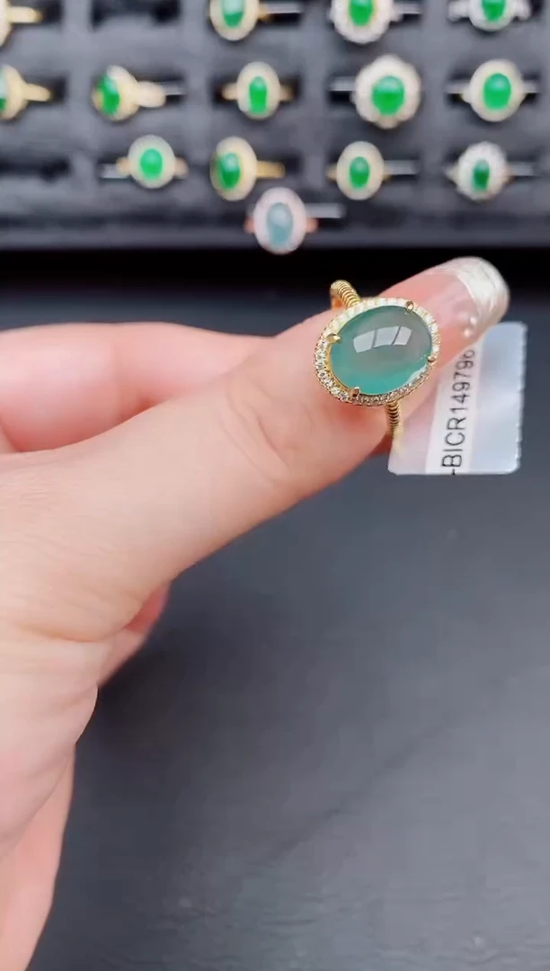 翡翠戒指银S925镶嵌天然a货翡翠93