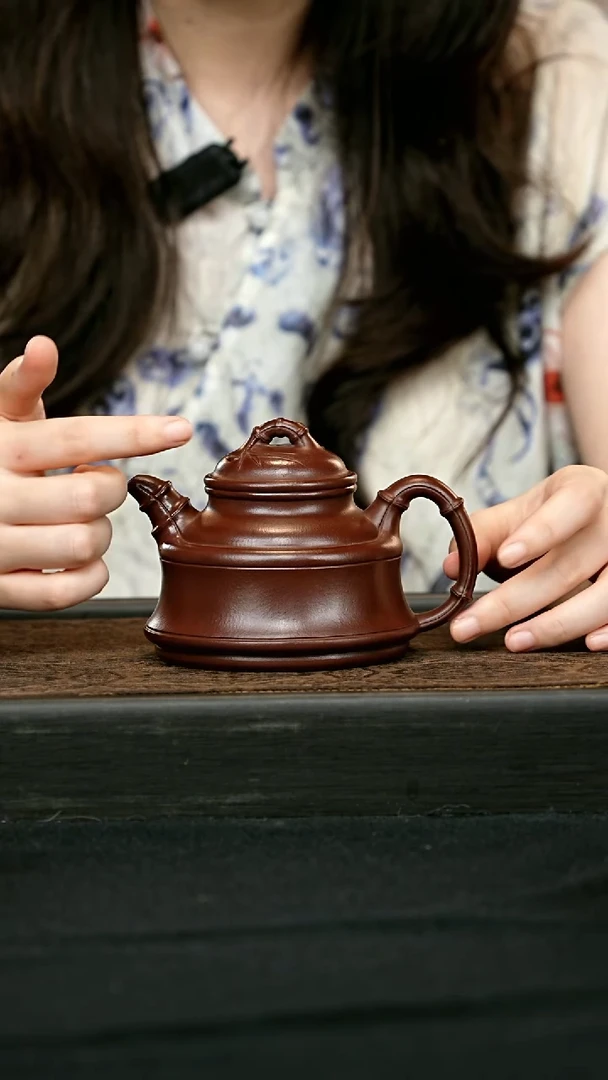 茶壶紫砂双线竹鼎壶 一物见春