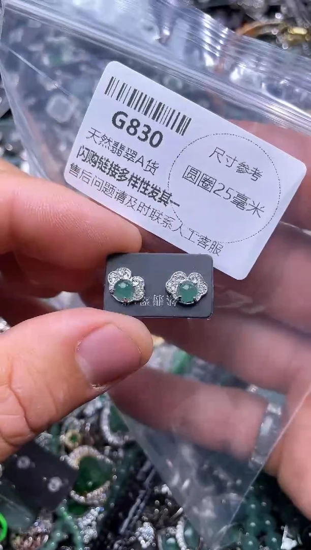 【闪购商品】翡翠颈饰未镶嵌G830耳钉 ab款
