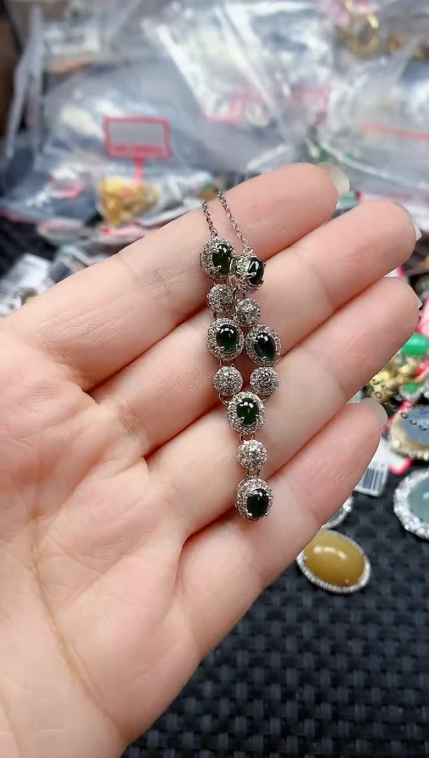 银S925镶嵌戒指翡翠天然A货缅甸翡翠