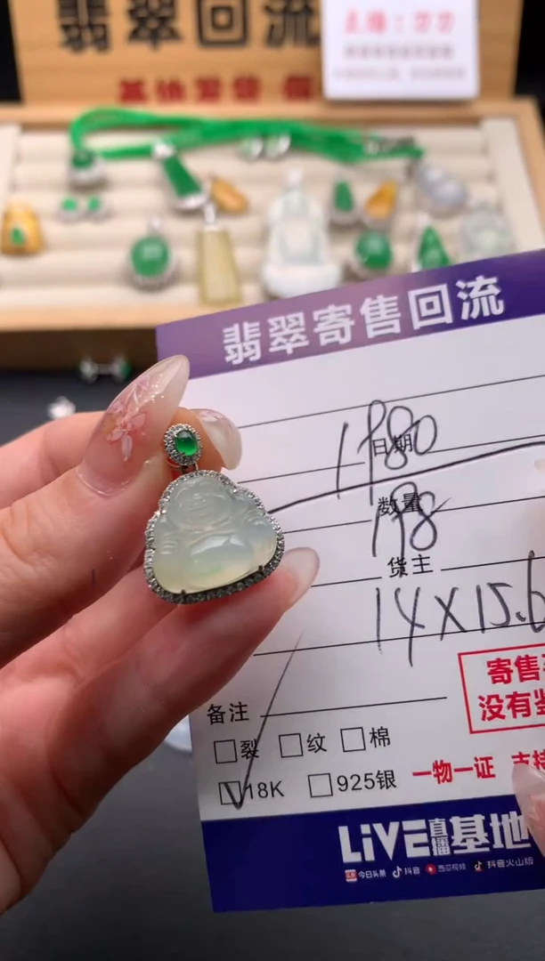 翡翠18K金镶嵌颈饰10135334