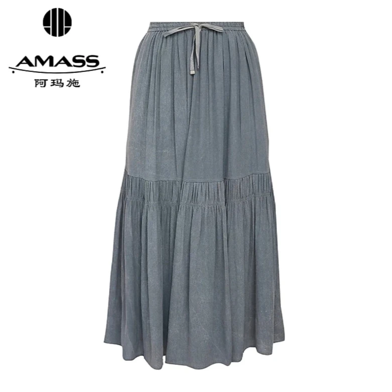 AMASS/阿玛施春夏新款优雅古典不规则松紧腰长裙半身伞裙 5200408