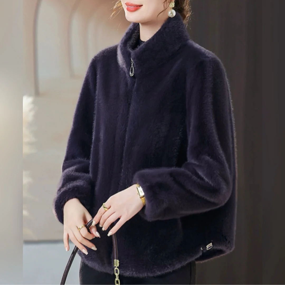 【金标正品】海宁短款拉链米兰貂气质百搭高端外套