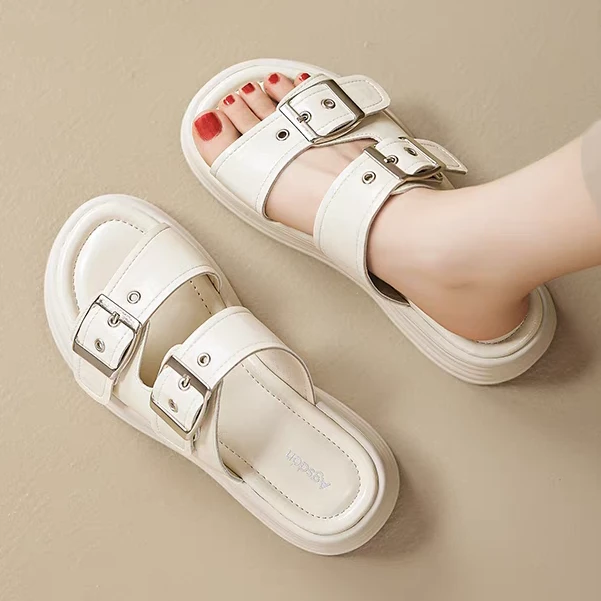 凉拖鞋女夏外穿2025新款外出厚底沙滩凉鞋百搭懒人时尚66608