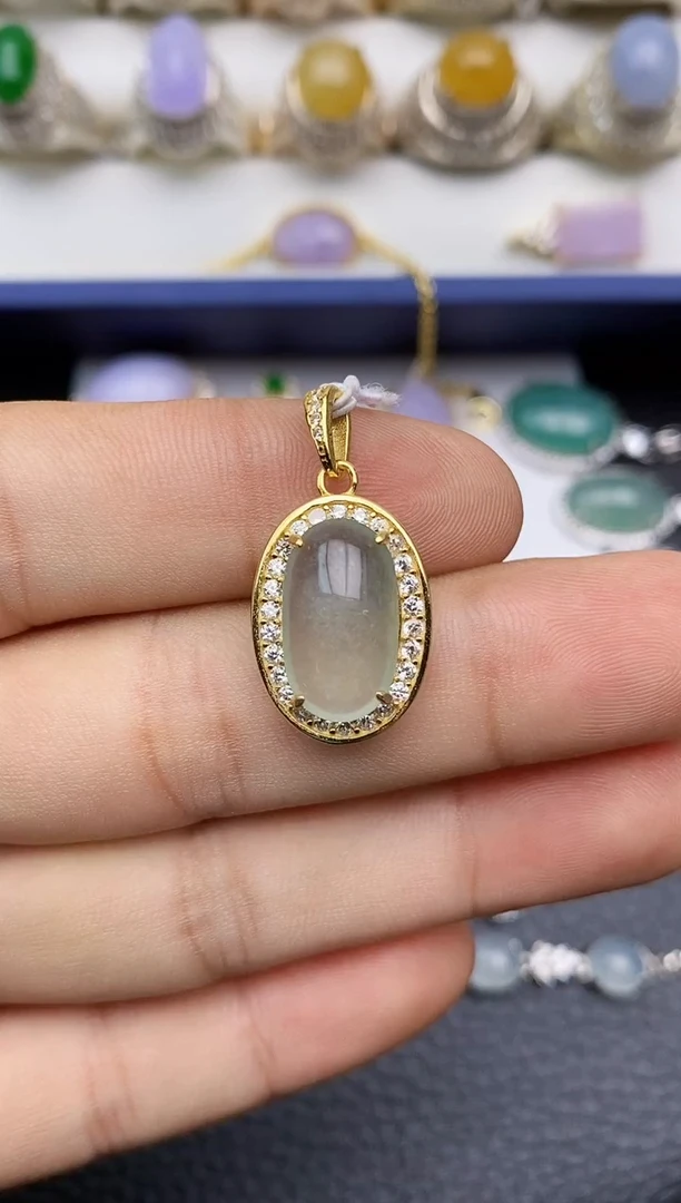 翡翠银S925镶嵌颈饰2988