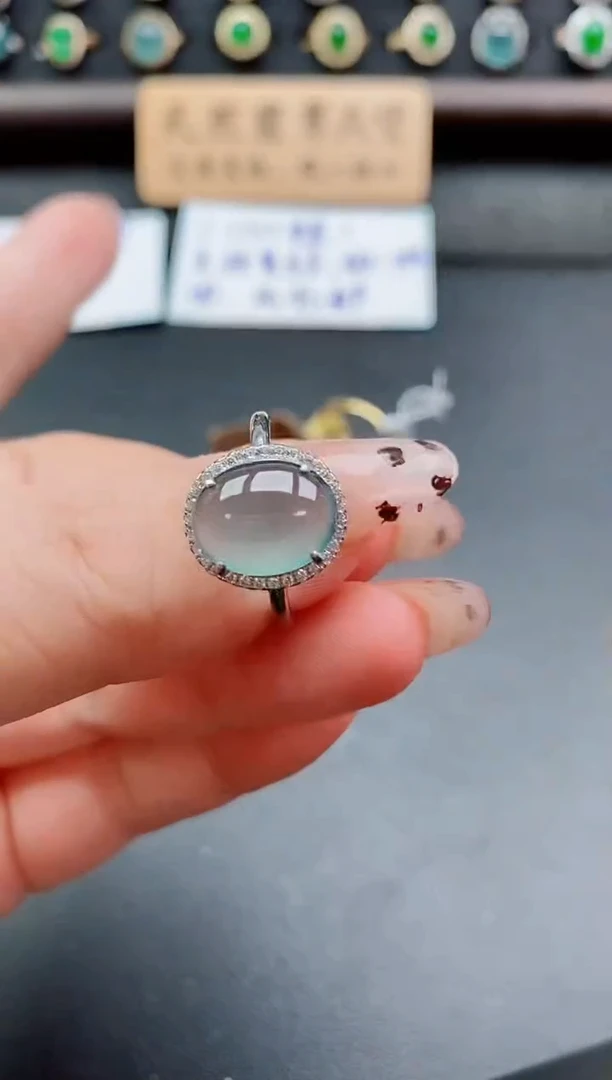 银S925镶嵌戒指翡翠1