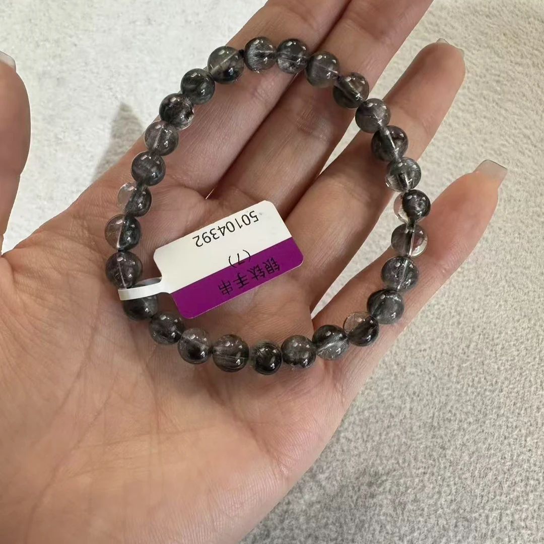 壹加田田|手工设计-黑银钛水晶手串/多样性发其一#7mm