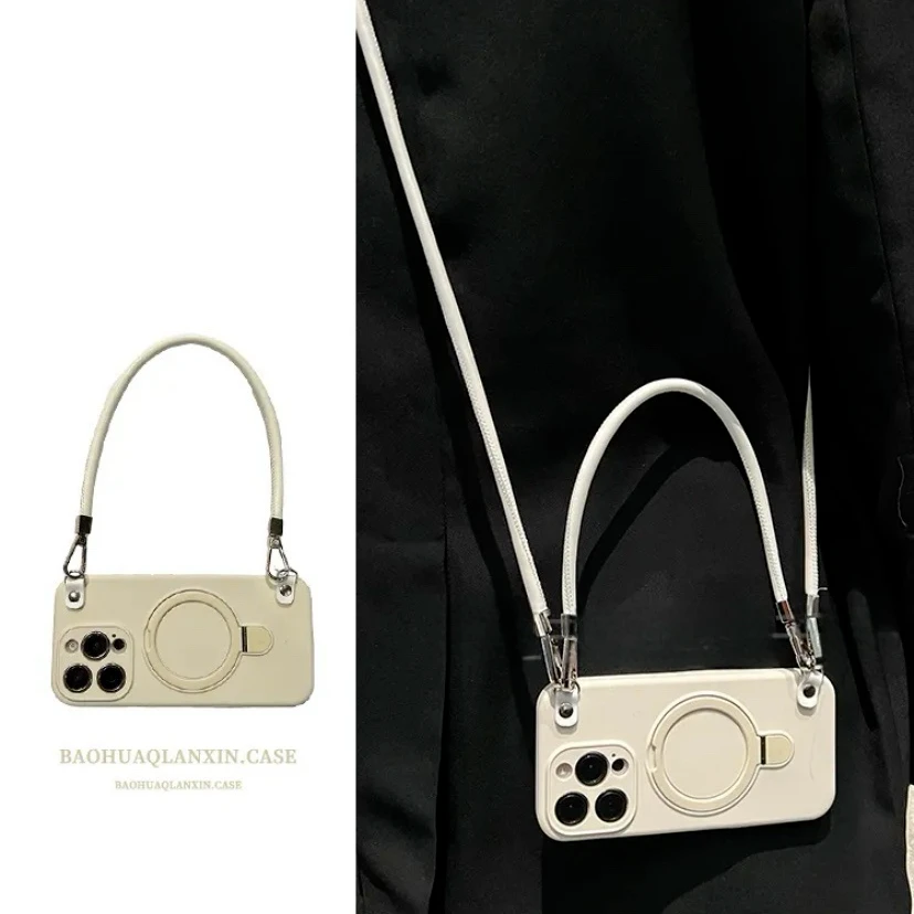 白色液态硅胶精孔磁吸支架适用苹果16pro机壳iPhone15手提14pro新