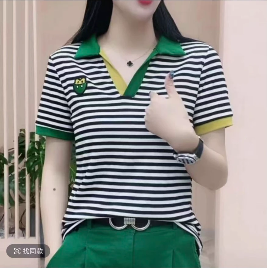 91118早春新款上衣女衬衫T血气质拼接时尚洋气撞色休闲显瘦