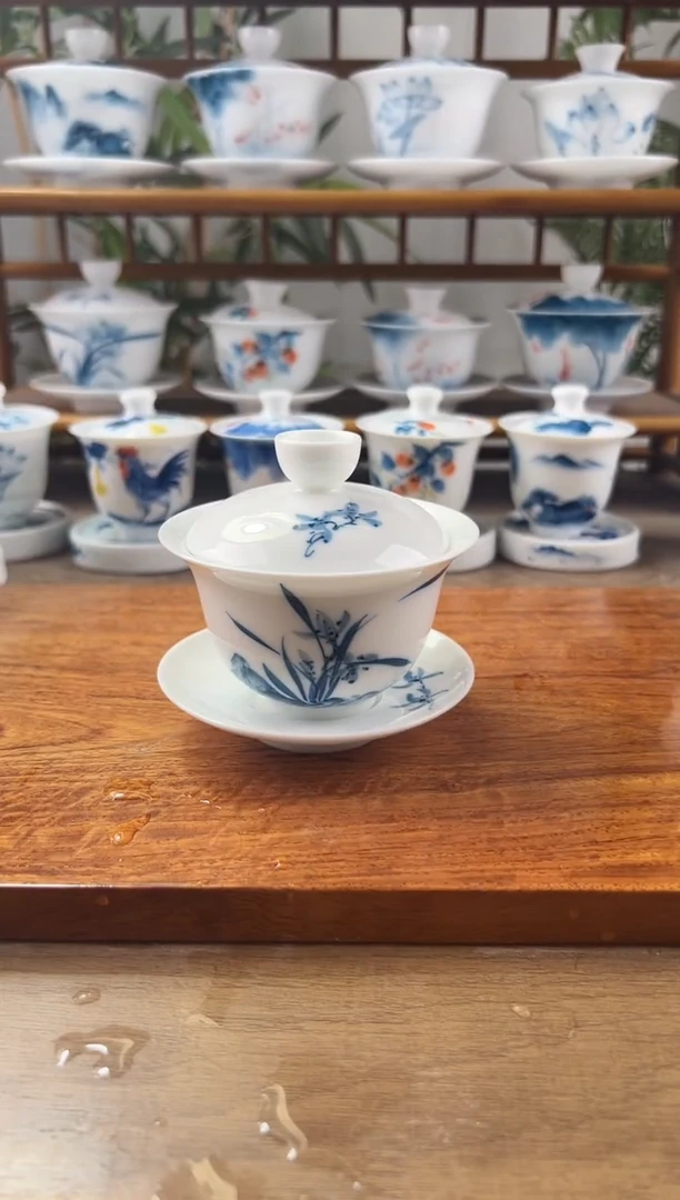 微瑕兰花150ml三才盖碗