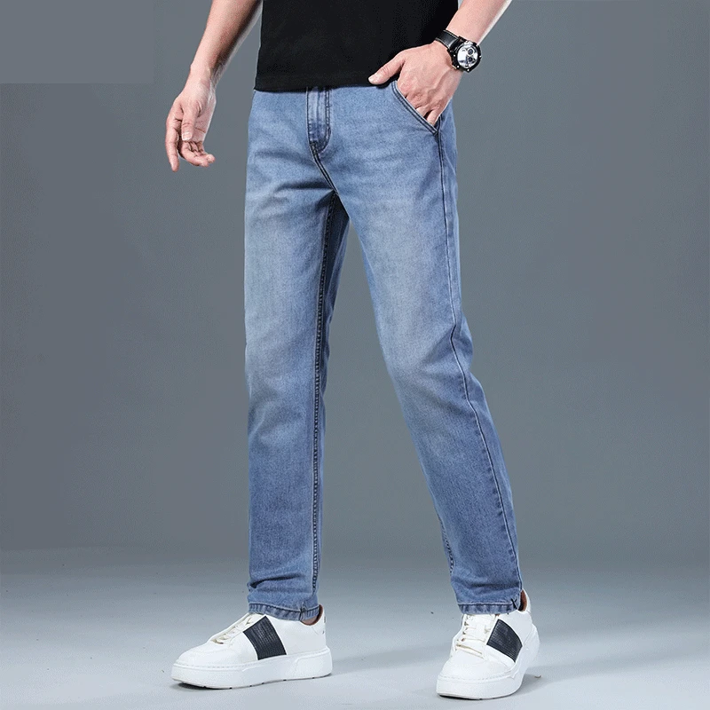 法国Cebrodz高端轻奢夏季休闲牛仔裤男百搭水洗弹力薄款舒适裤男