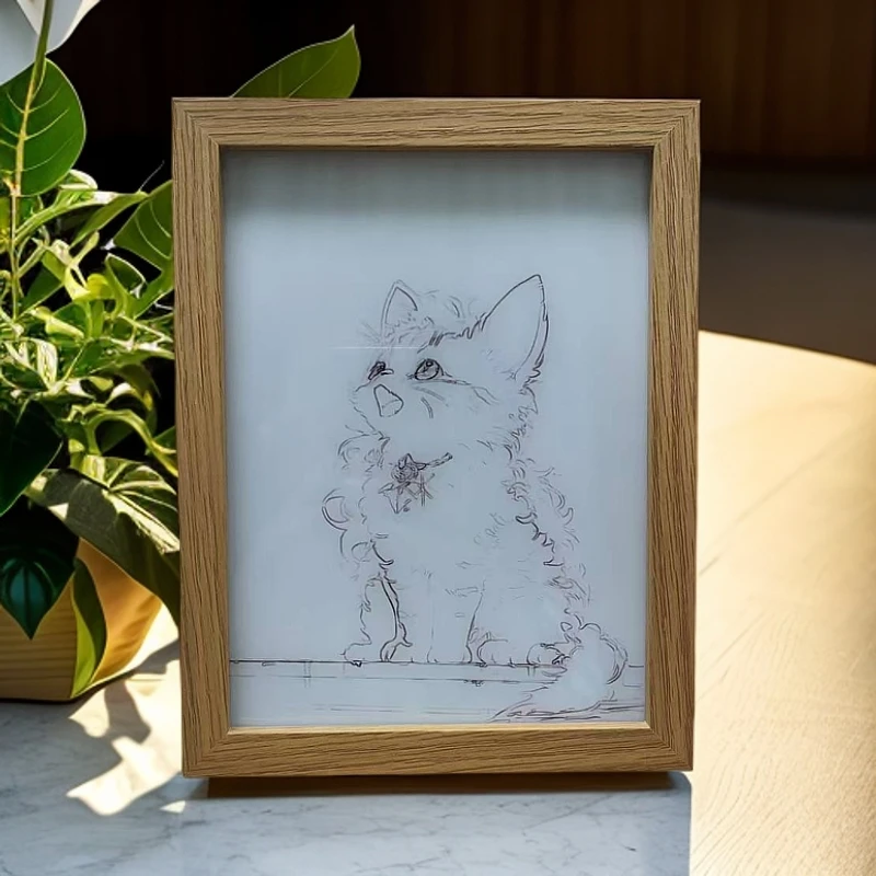 多功能木制相框小夜灯氛围灯画框镜面USB充电画框