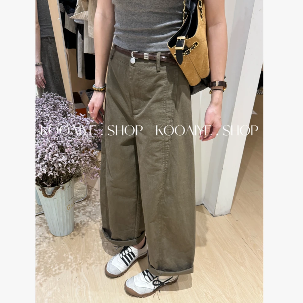 【韩韩裤】秋季新款韩系休闲时尚宽松基础显瘦百搭阔腿裤子(配腰带)
