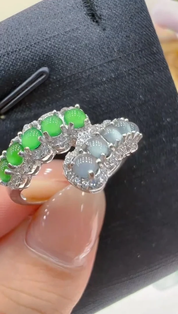 翡翠戒指银S925镶嵌多样性团购发一件