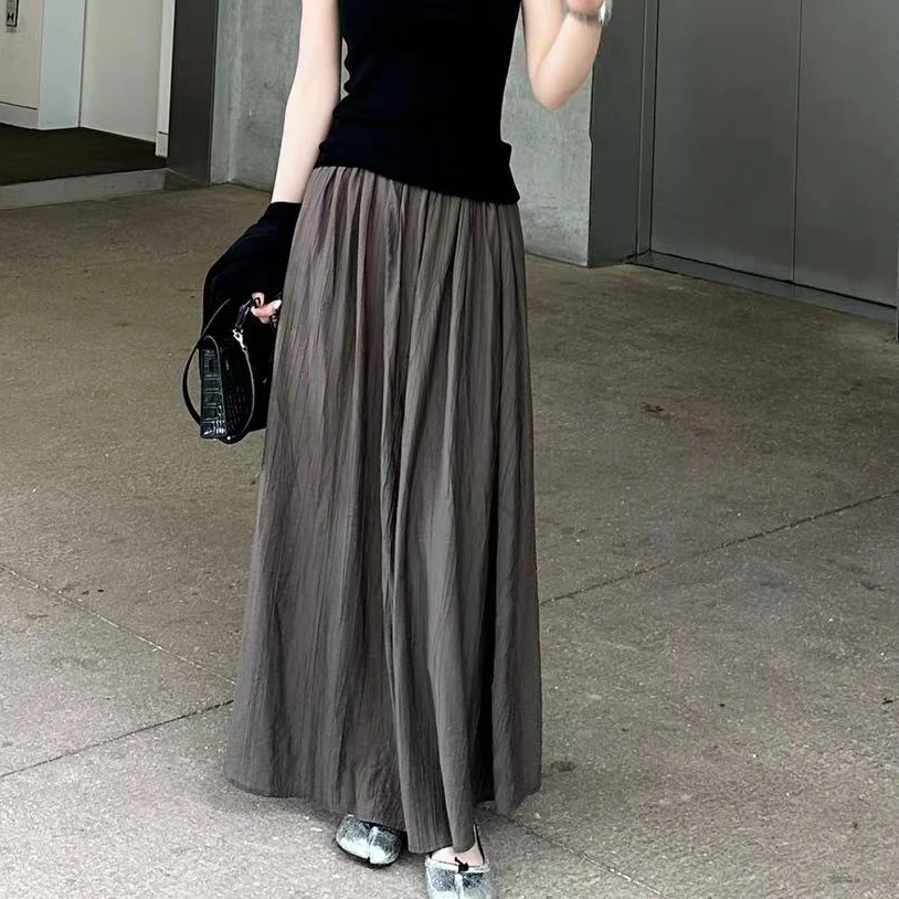 LUOZHIYIN/罗知音D29718F显瘦半身裙长款百褶裙气质高腰大摆裙子