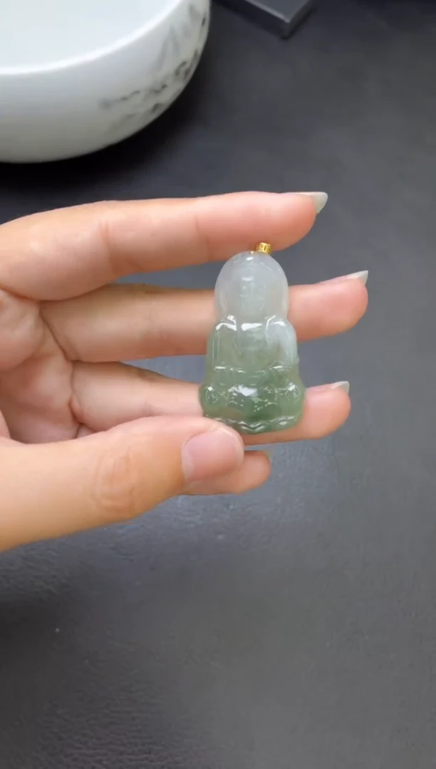 翡翠18K金镶嵌吊坠(不含链)吊坠