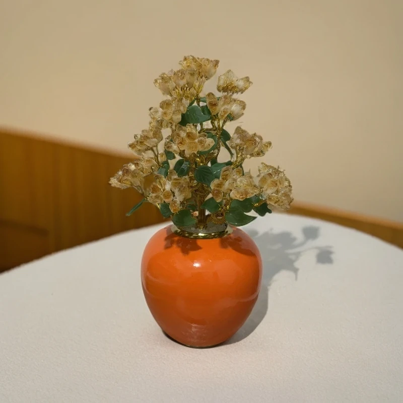 【卓越轻奢原创】轻奢高雅陶瓷天然黄水晶百搭摆件