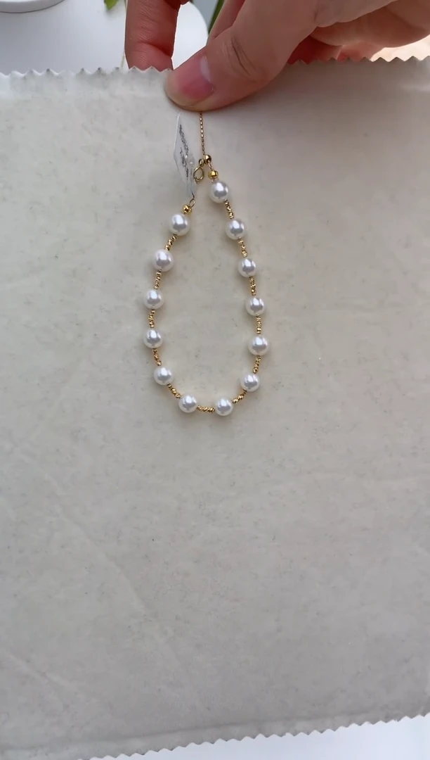 【闪购商品】海水珍珠手绳18K金镶嵌6-7设计款手链