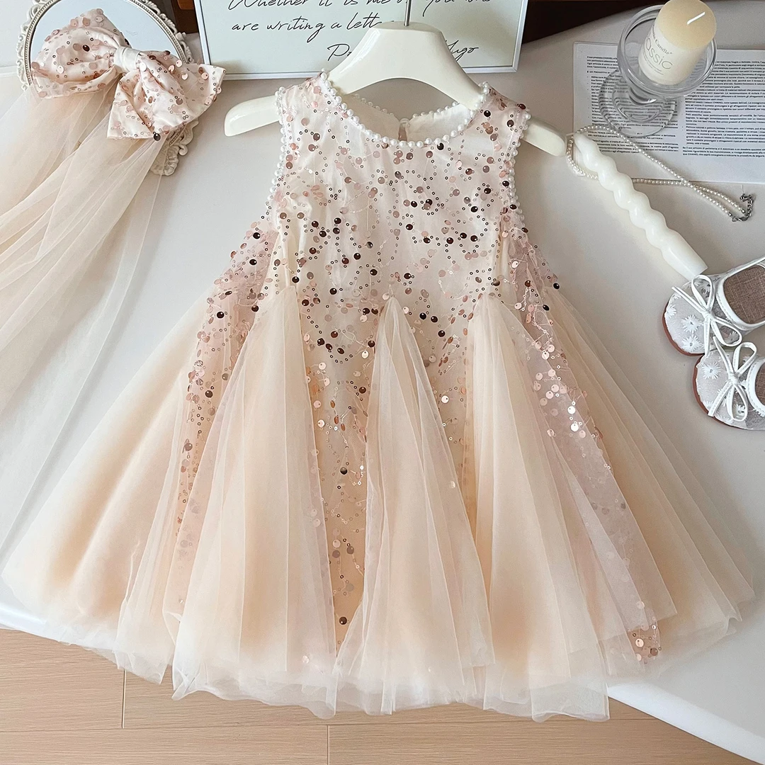 【香槟左岸】女童纱裙夏季连衣裙女宝洋气公主亮片背心裙S24329