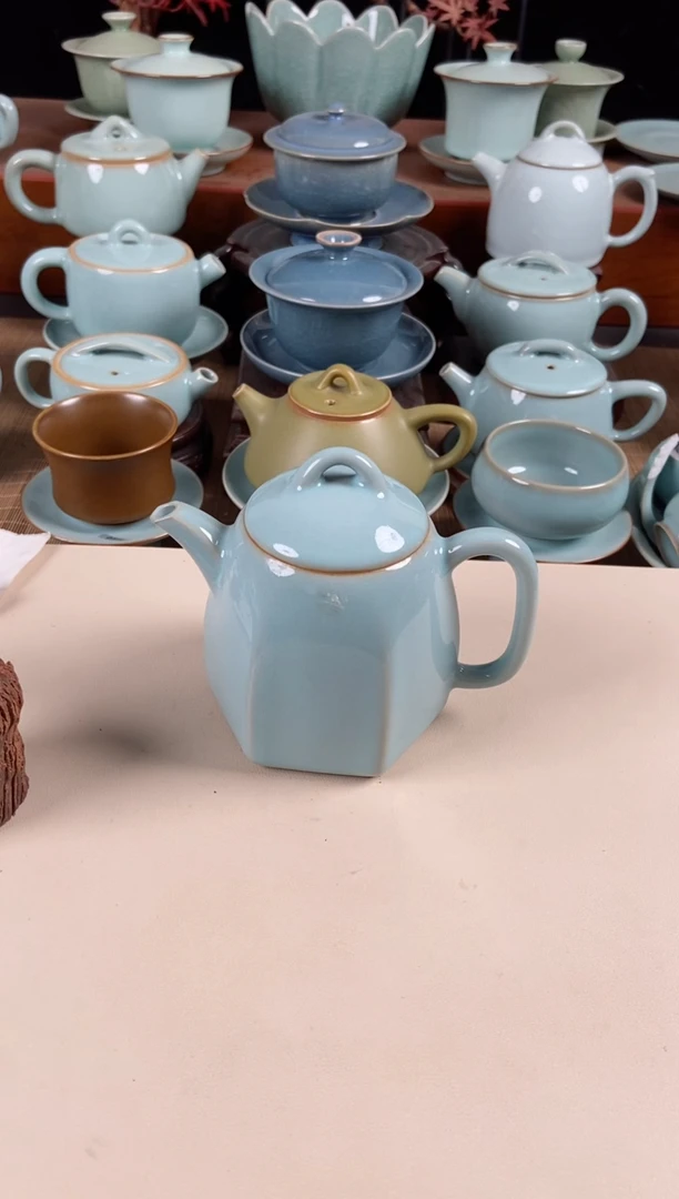 【闪购商品】其他微瑕秦权壶支钉烧260cc汝瓷茶壶